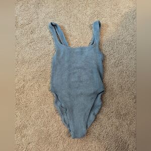 Hunza G Lookaliek. Blue Knit Swisuit